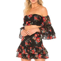 Ellie Floral Ruffle Crop Top in Sunset - Small