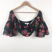 Ellie Floral Ruffle Crop Top in Sunset - Small