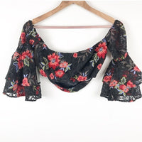 Ellie Floral Ruffle Crop Top in Sunset - Small