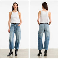 Shon Jean Mid-Rise Stretch Barrel Denim in Summer Wash