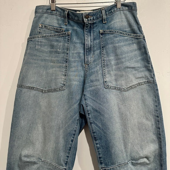 Shon Jean Mid-Rise Stretch Barrel Denim in Summer Wash