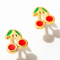 Cherry Enamel Stud Earrings