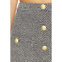 Zander Button Mini Skirt in Black, Ivory & Gold - 0