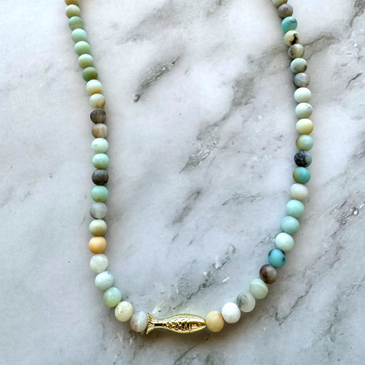 Ashia Beaded Fish Necklace Amazonite