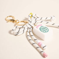 Mahjong Joker Tile Cord Keychain Bag Charm: Pink