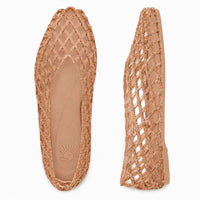 Marina Closed Back Cage Jelly V-Neck Water-Friendly Flat in Beige