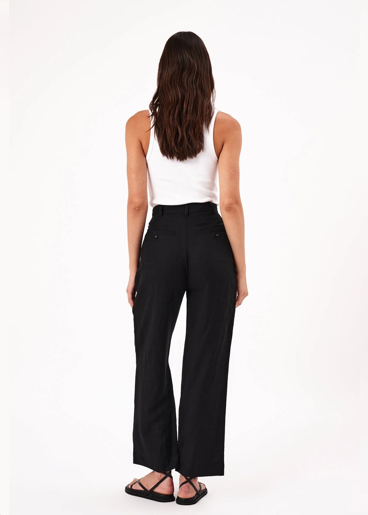 Chloe Pleat Linen Pants in Black