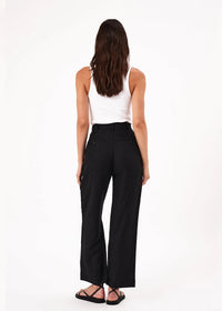 Chloe Pleat Linen Pants in Black