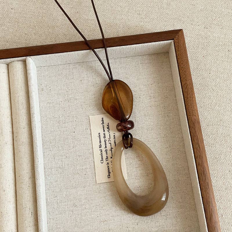 Minimalist Resin Hollow Geometry Pendant Necklace C6