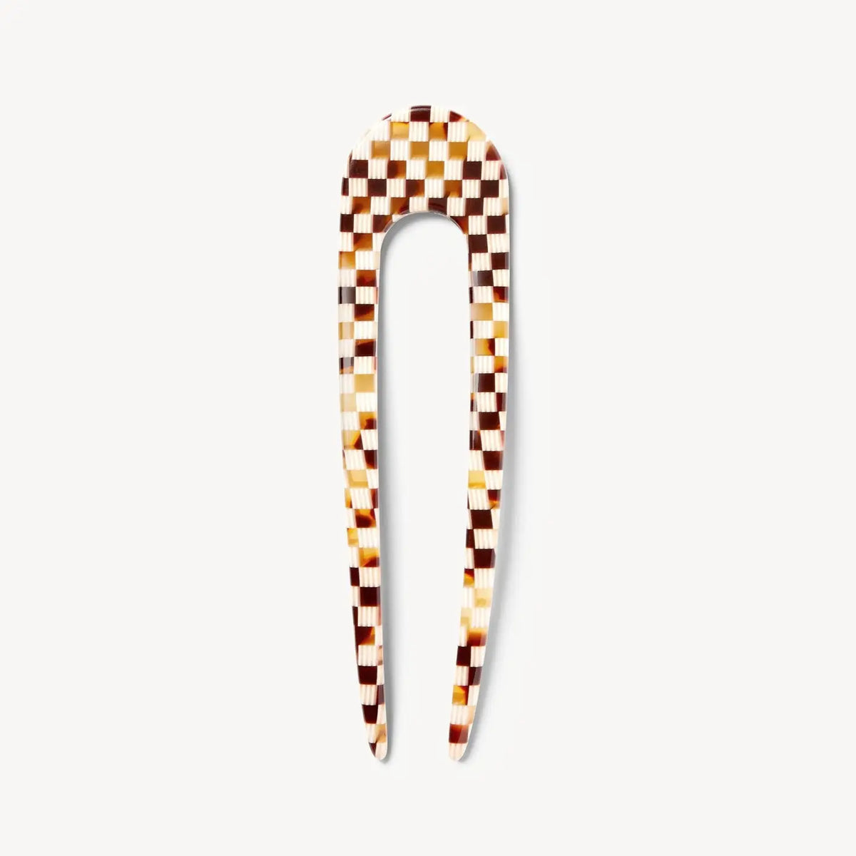 French Hair Pin in Tortoise Checker
