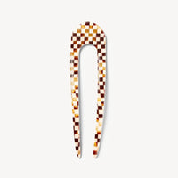 French Hair Pin in Tortoise Checker