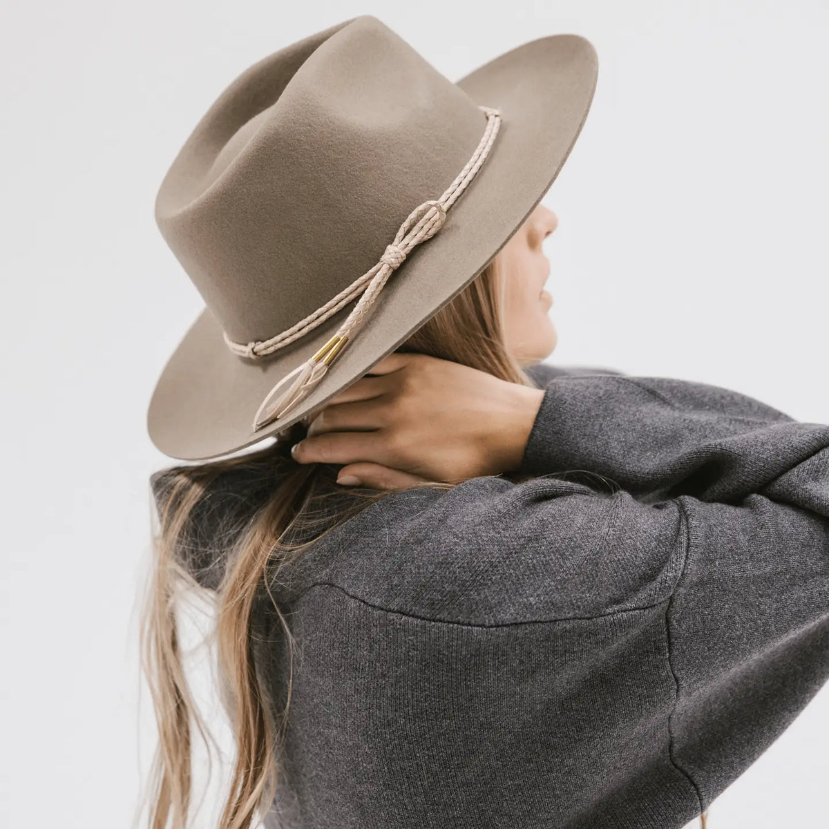 Lasso Braided Hat Band in Beige