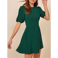 Dulce Puff Sleeve Mini Dress in Emerald Green - 0