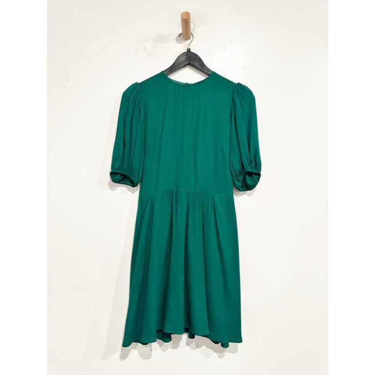 Dulce Puff Sleeve Mini Dress in Emerald Green - 0