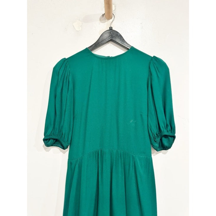 Dulce Puff Sleeve Mini Dress in Emerald Green - 0