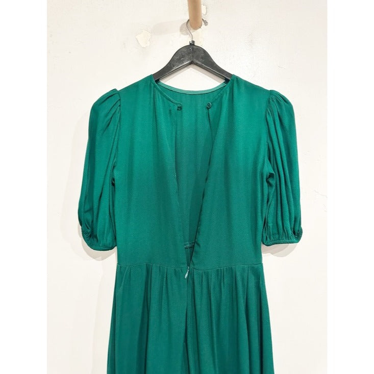 Dulce Puff Sleeve Mini Dress in Emerald Green - 0