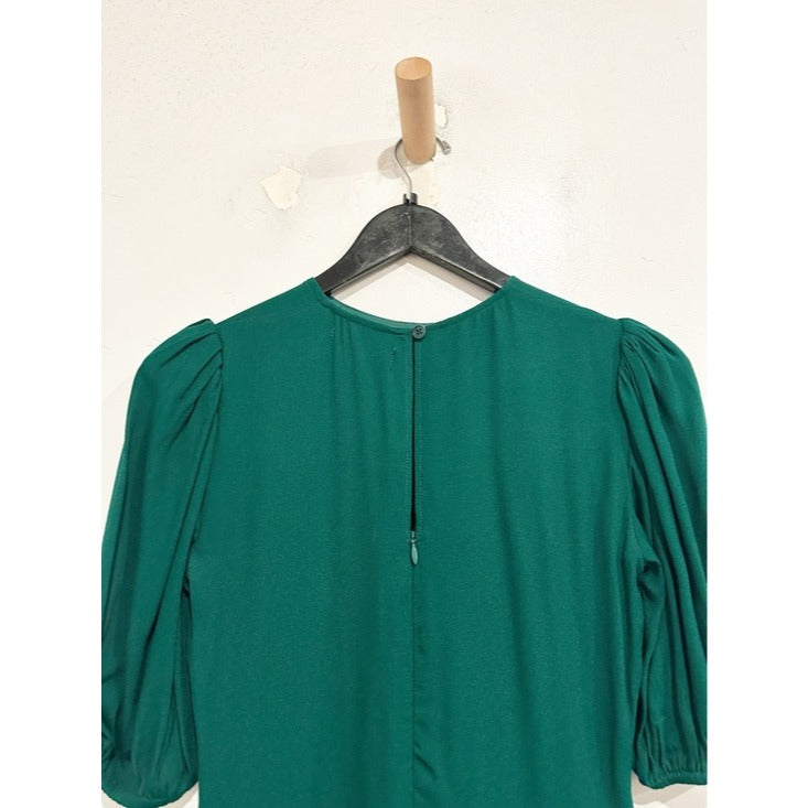 Dulce Puff Sleeve Mini Dress in Emerald Green - 0
