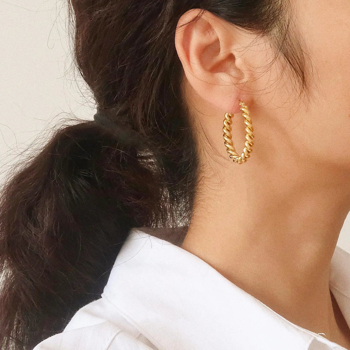 Brook Gold Braided Hoop Earring