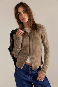 We The Free Brunch Girl Zip-Up in Dusted Cocoa