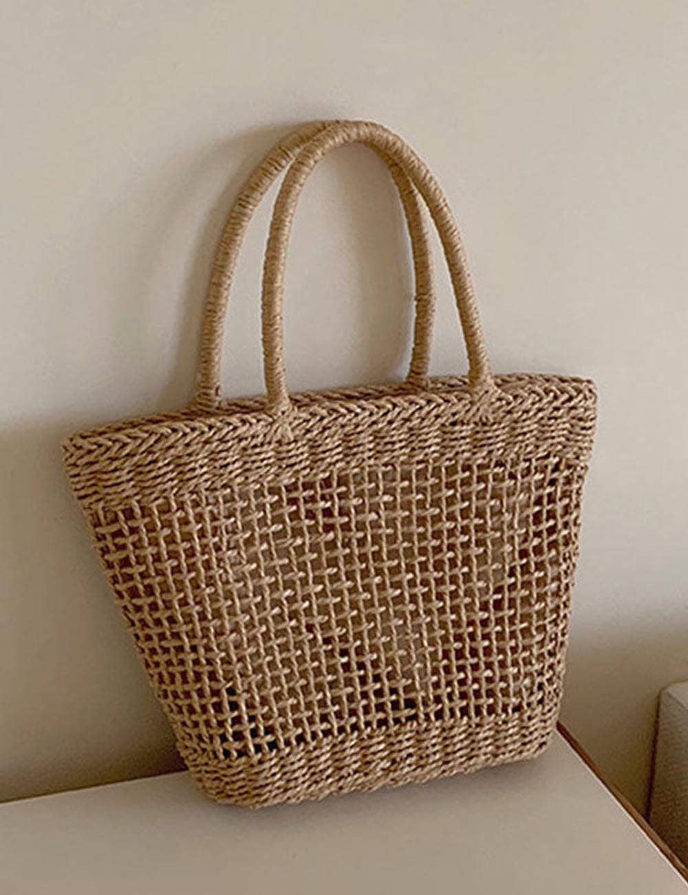 Simple Hollow Out Straw Woven Shoulder Bag