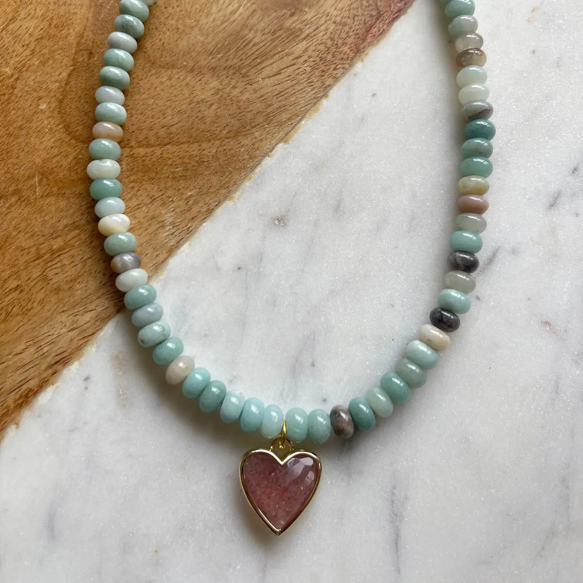 Caia Necklace Amazonite with Red Star Quartz
