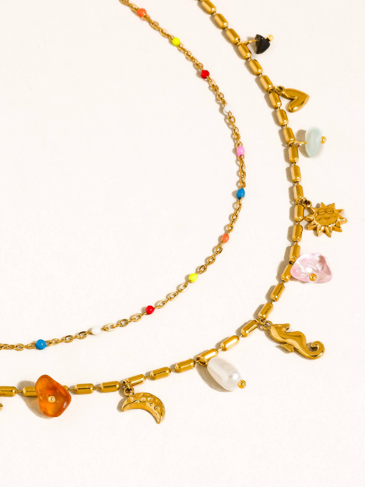 Ninah 18K Gold Non-Tarnish Seahorse Charm Layered Necklace