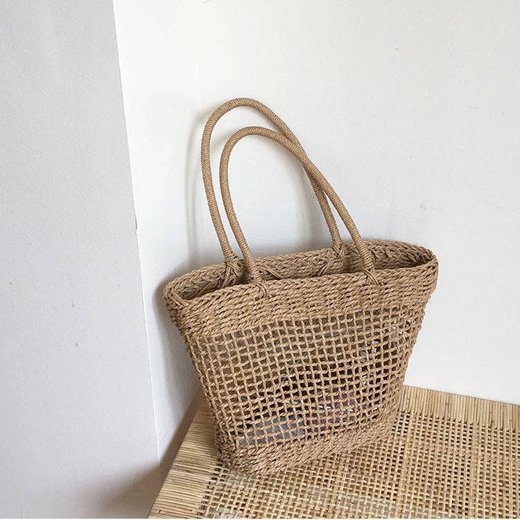 Simple Hollow Out Straw Woven Shoulder Bag
