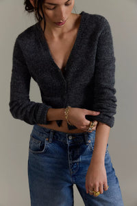 School Girl Cardigan in Charcoal Heather