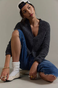 School Girl Cardigan in Charcoal Heather