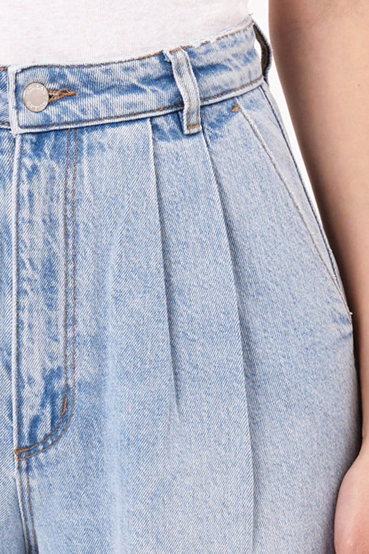 Chloe Pleat Jeans in Light Blue