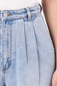 Chloe Pleat Jeans in Light Blue