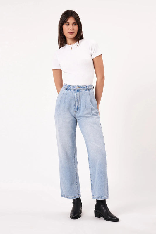 Chloe Pleat Jeans in Light Blue