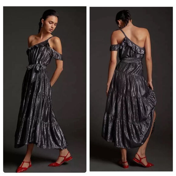 Maeve Ruffled One-Shoulder Midi Dress‎