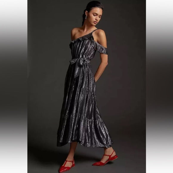 Maeve Ruffled One-Shoulder Midi Dress‎