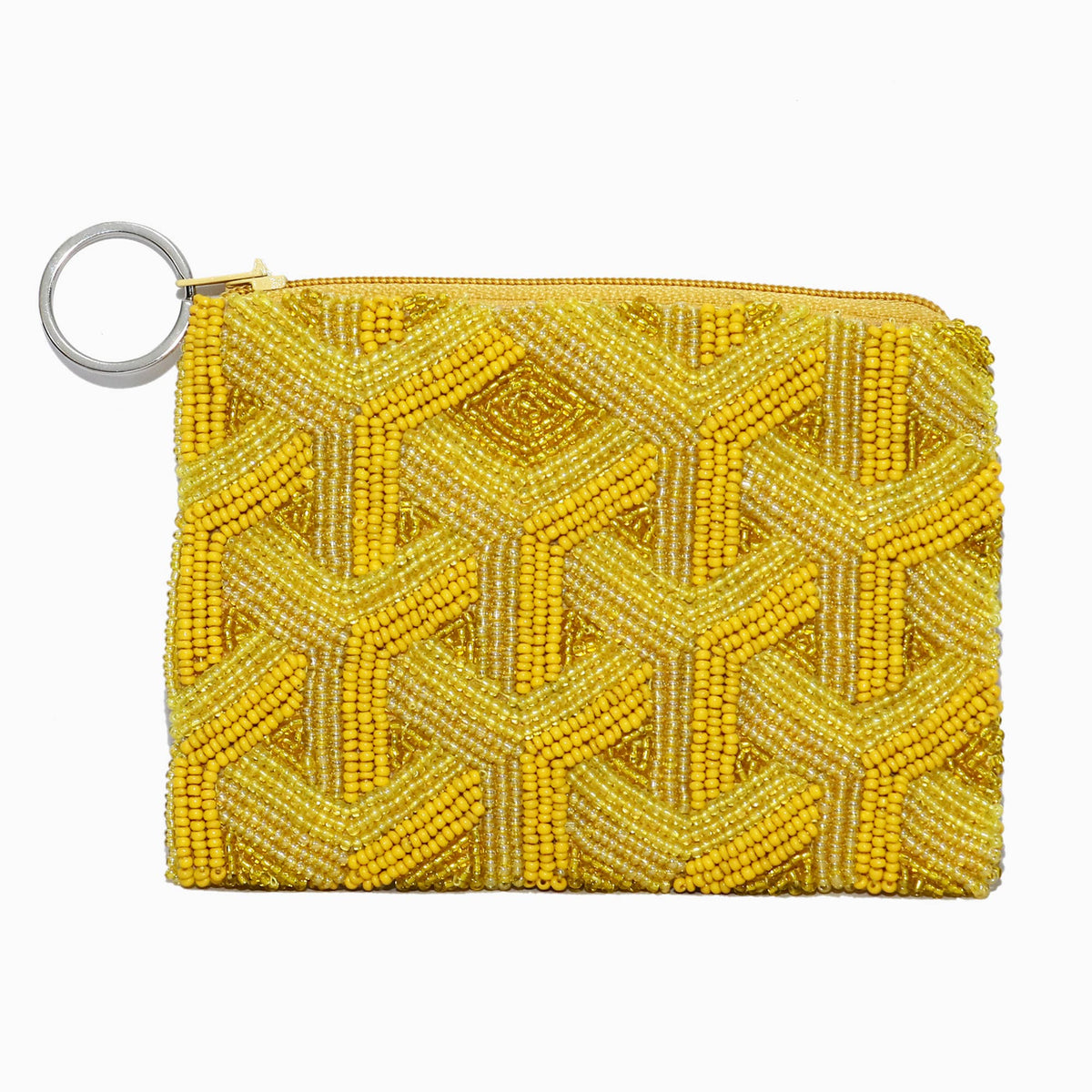 Yellow Beaded Coin Purse