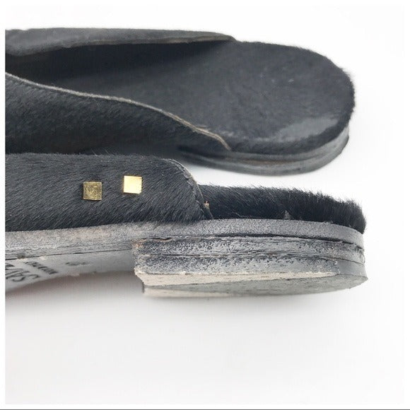 The Letta Slipper in Black Calf‎ Hair