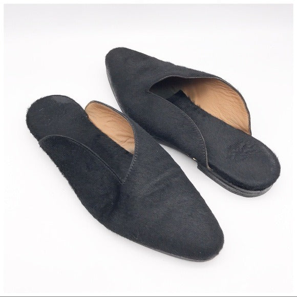 The Letta Slipper in Black Calf‎ Hair
