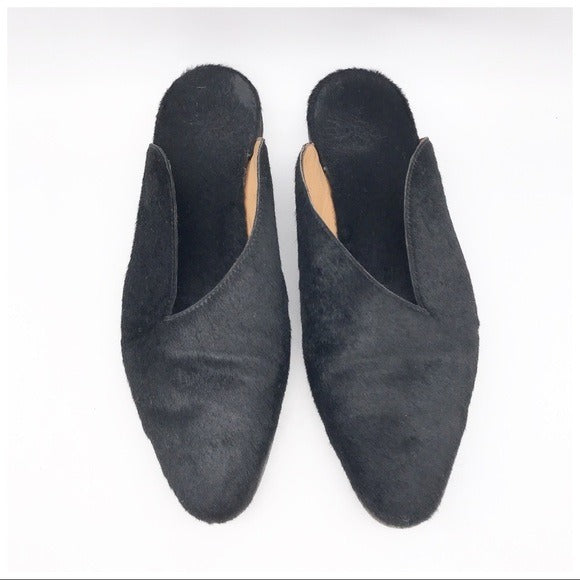The Letta Slipper in Black Calf‎ Hair