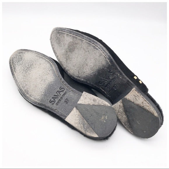 The Letta Slipper in Black Calf‎ Hair