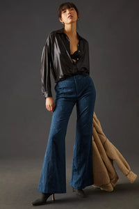 Damask Jacquard Flare Pants