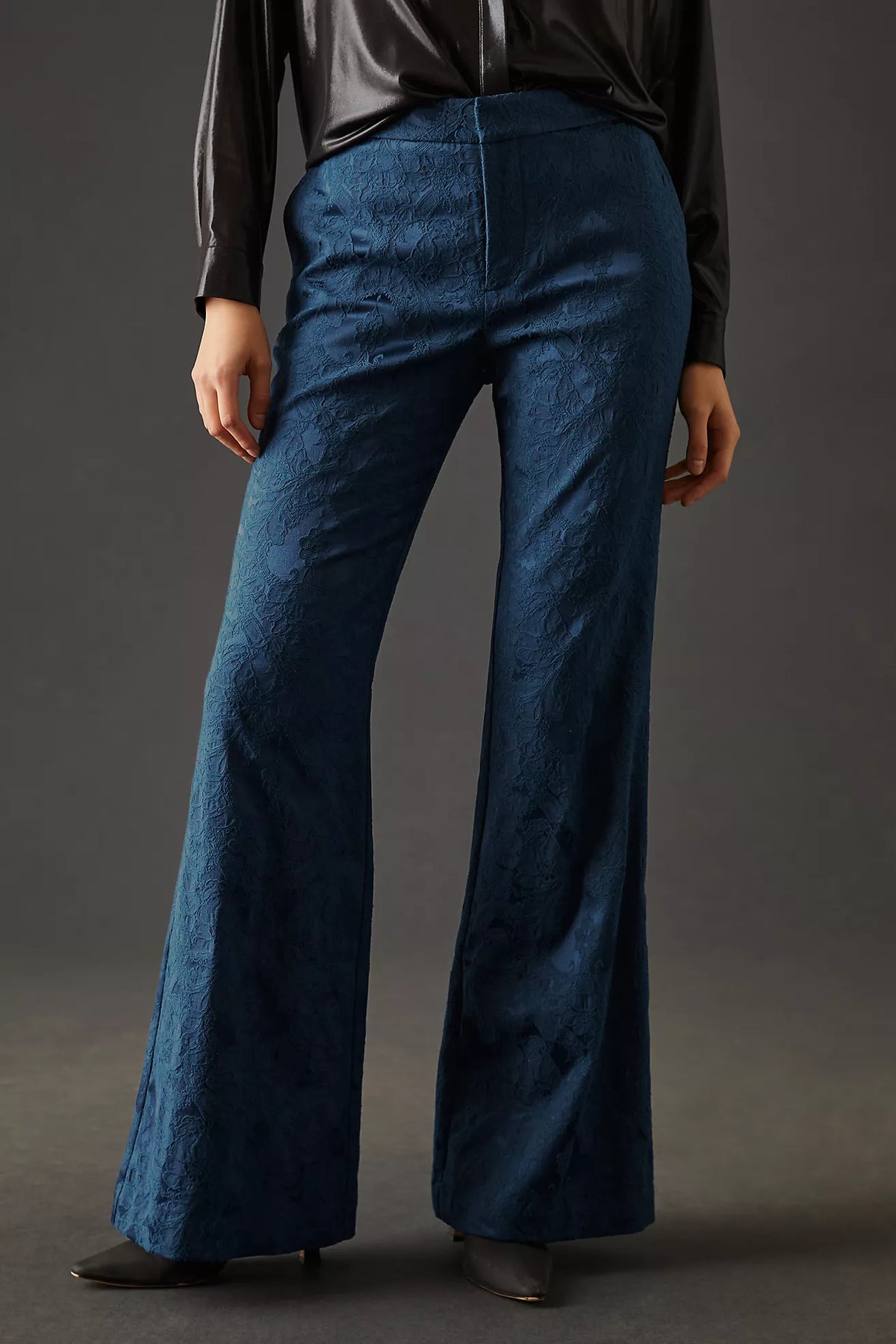 Damask Jacquard Flare Pants