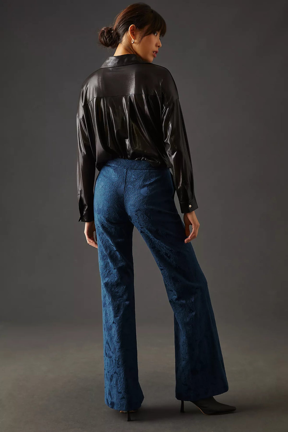 Damask Jacquard Flare Pants