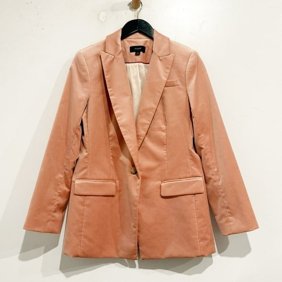 Willa Blazer in Tipped Stretch Velvet in Pink Clay