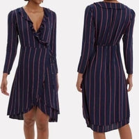 NWT Prya Wrap Dress - Navy Oxblood Stripe Size XS
