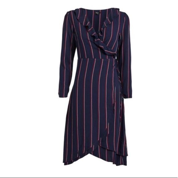 NWT Prya Wrap Dress - Navy Oxblood Stripe Size XS