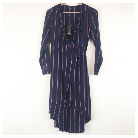 NWT Prya Wrap Dress - Navy Oxblood Stripe Size XS