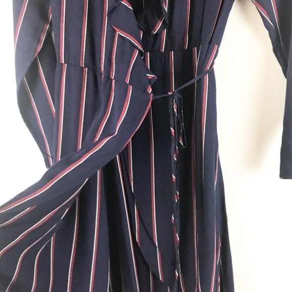 NWT Prya Wrap Dress - Navy Oxblood Stripe Size XS