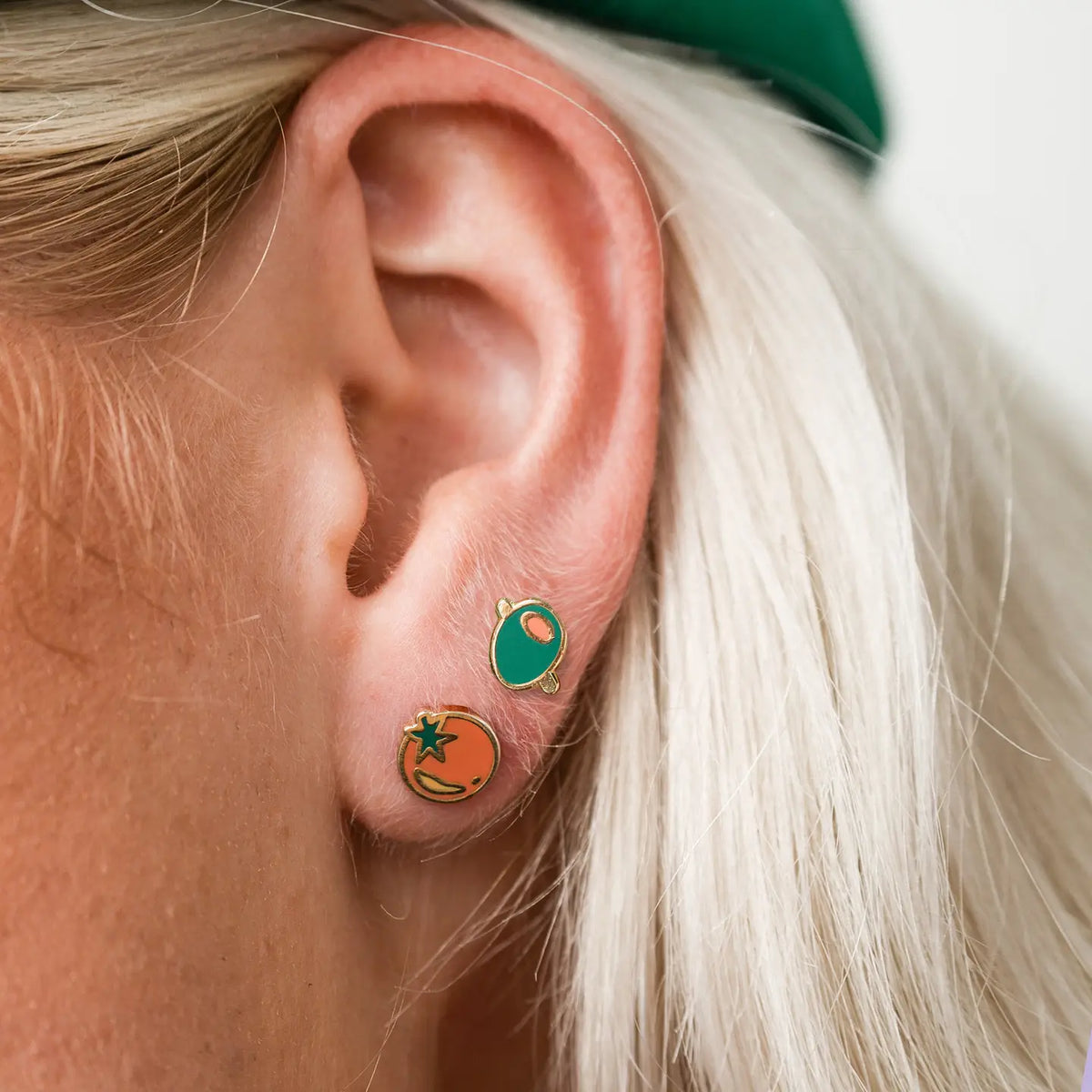 Tomato Enamel Stud Earrings