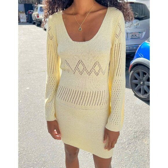 Penny Long Sleeve Dress in Ivory Size M/L