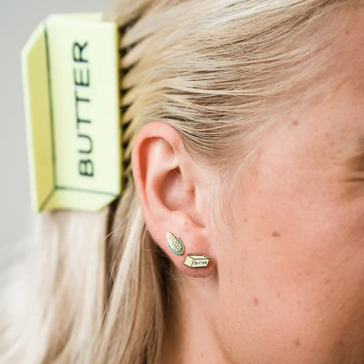 Butter Enamel Stud Earrings